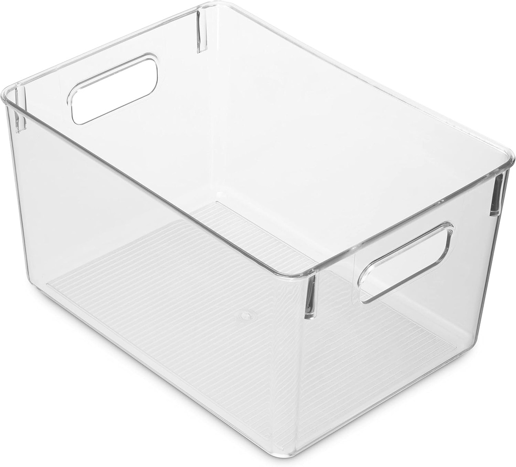 Pack Of 4 Plastic Kitchen Organization Pantry Storage Bins - Fridge Organizer Household Food Baskets for Countertops, Cabinets, Refrigerator, Freezer, Bedrooms, Bathrooms