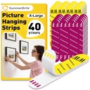 X-Large Picture Hanging Strips Heavy Duty, Damage Free Picture Hangers for Walls without Nails/Tools, Wall Sticky Hook and Loop Adhesive Strips Kit for Poster, Home, Office, 40 Strips/20Pairs, X-Large