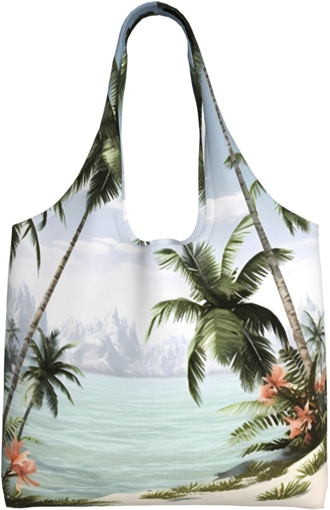 Tropical Palm Trees Canvas Tote Bag Reusable Grocery Bags Shopping Bags Large Canvas Bags with Handles