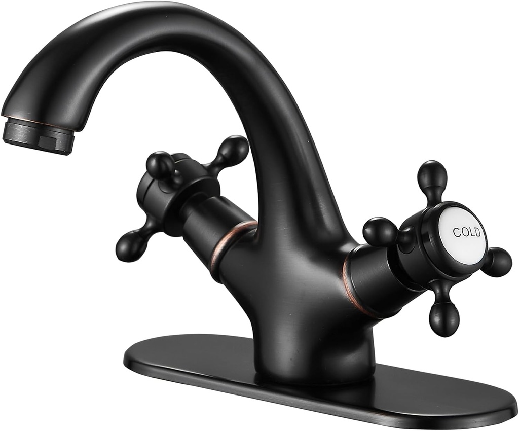 Bathroom Faucet Oil Rubbed Bronze GGStudy Bathroom Vanity Faucet Single Handle One Hole Bathroom Sink Faucet Basin with Cover Plate