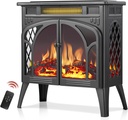 R.W.FLAME Electric Fireplace Stove Heater with Remote Control, 25" Fireplace Heater, Adjustable Brightness and Heating Mode, Overheating Safe Design,Flame Work with or Without Heat