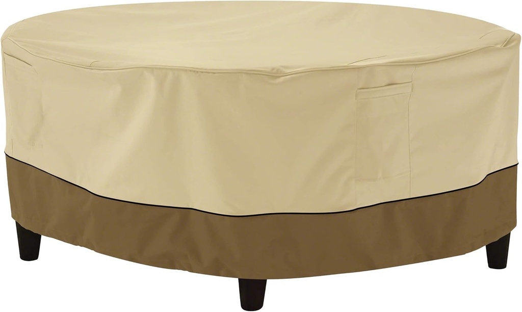 Classic Accessories Veranda Water-Resistant 24 Inch Round Patio Ottoman/Coffee Table Cover, Outdoor Table Cover