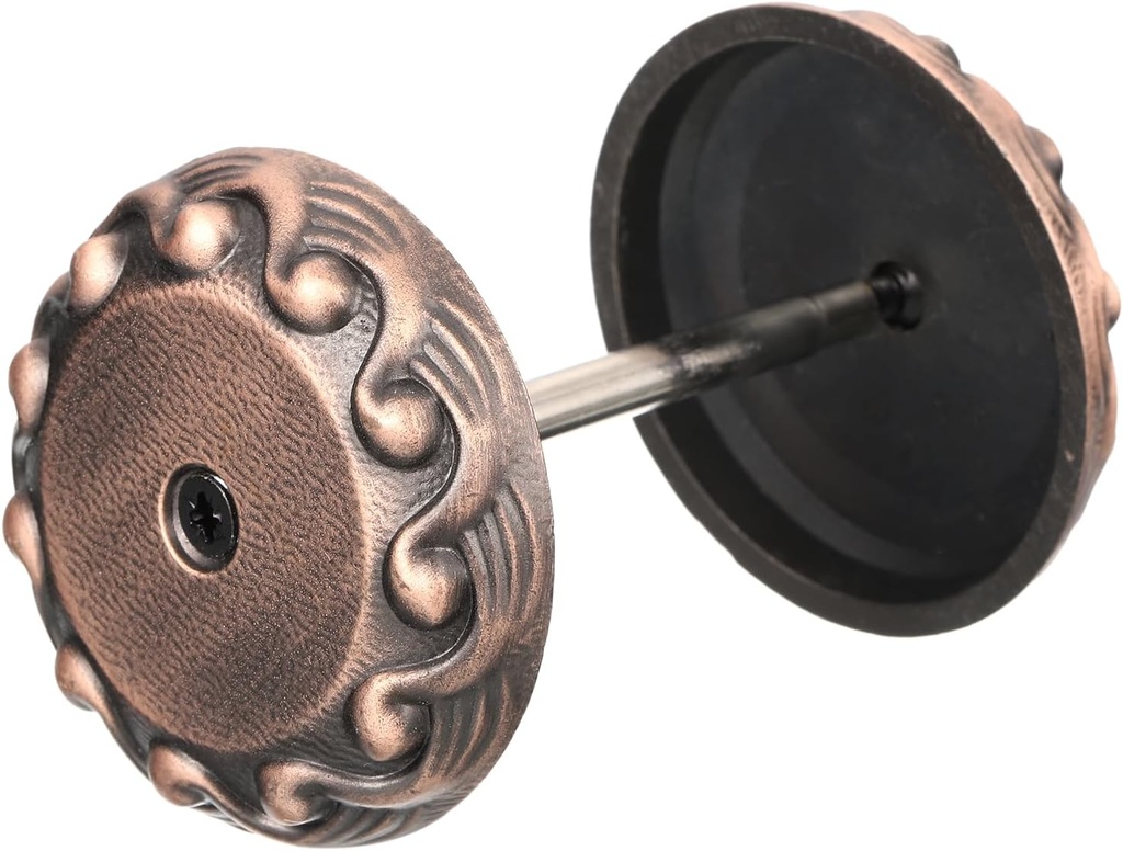 PATIKIL Door Hole Cover Plate, 2 5/16 Inches Zinc Alloy Wave Round Deadbolt Cover Plate Door Reinforcement Plate for Door Hole Filling (Red Patina)