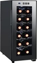 12 Thermostat Electronic Wine Cabinets, Small Household Wine Cellars, Free-Standing Countertop Wine Refrigerators, Digital Touch Screen Control, Temperature Adjustable, Double Glass Doors