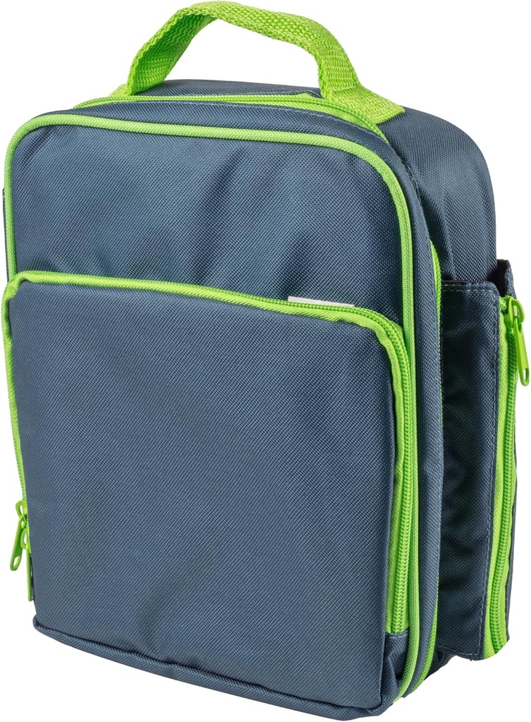 Insulated Lunch Box w Snack Pocket & Water Bottle Holder-Girls or Kids School Lunchbox Tote Keeps Food Hotter or Colder Longer-Reusable Bag Fits Most Bento Boxes Ice Packs Nesting Container-Blue Green