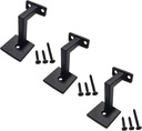 Square Handrail Brackets for Staircase Stair Railing Brackets with Screws (Pack of 3) (Textured Black)