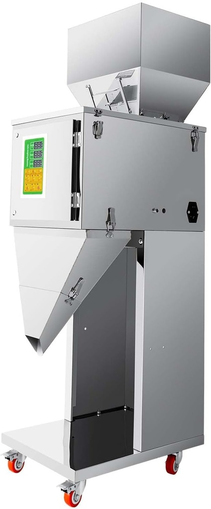 Filling Machine, 110V 10-999g Particle Filling Machine with Digital Scale, 8-15 Bags/Min Bottle Bag Packing Machine, Automatic Powder Filler with Foot Pedal & Wheels for Tea Seed Grain