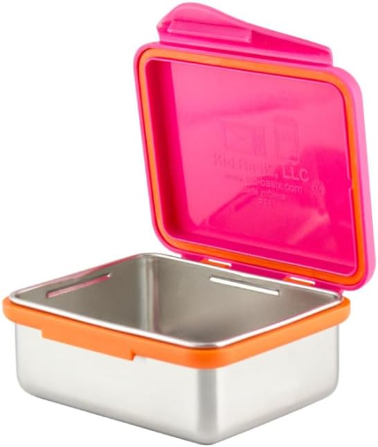 New Wave Enviro Safe Snacker, Stainless Steel Food Container, BPA Free, Stackable and Cabinet Friendly, Pink, Medium Size, 13oz. Capacity