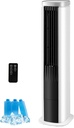 ARLIME Evaporative Air Cooler, 60° Oscillating Tower Fan w/Remote Control, 40" Bladeless Standing Cooler, 4 Ice Packs, 4 Speeds, 7H Timer, Cooling Fan for Bedroom, Living Room, Hom Office