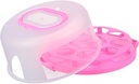 Thickened Portable Cake Storage Case with Sealing Buckle and Transparent Cover PP Cake Carrier with Inner Rack for Muffin Cup Dessert Container in Pink