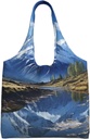 Snowy Mountains Canvas Tote Bag Reusable Grocery Bags Shopping Bags Large Canvas Bags with Handles