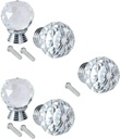 Crystal Knobs, Knobs for Dresser Drawers, Clear Crystal Glass Door Knob Ball-Shape, 5Pcs Drawer Wardrobe Doorknob Pull Handle Diamond Glass Cabinet Drawer Pulls Cupboard Knob with Screws, Round 20mm