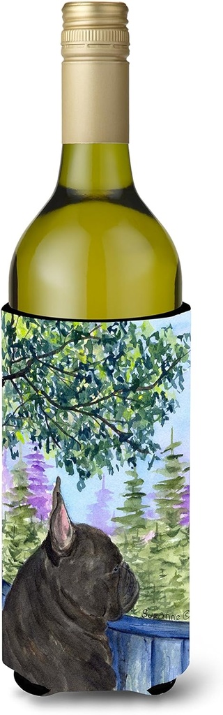 Caroline's Treasures SS8675LITERK French Bulldog Wine Bottle Hugger Bottle Cooler Sleeve Hugger Machine Washable Collapsible Insulator Beverage Insulated Holder