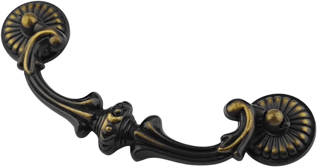 10-Pack 5" C-C (5 Inch Centers) Bail Drawer Pull Drop Handles Dresser Handle Cabinet Pull Hardware Vintage Style Antique Brass 128 mm Centers (10,Antique Brass)