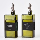 Olive Oil Dispenser Bottle for Kitchen, 16.9oz /500ml Cooking Vinegar Dispenser Bottle Set, Glass Sauce Container, Labels, Brush, Funnel, Stoppers, Green for Oil, Wine