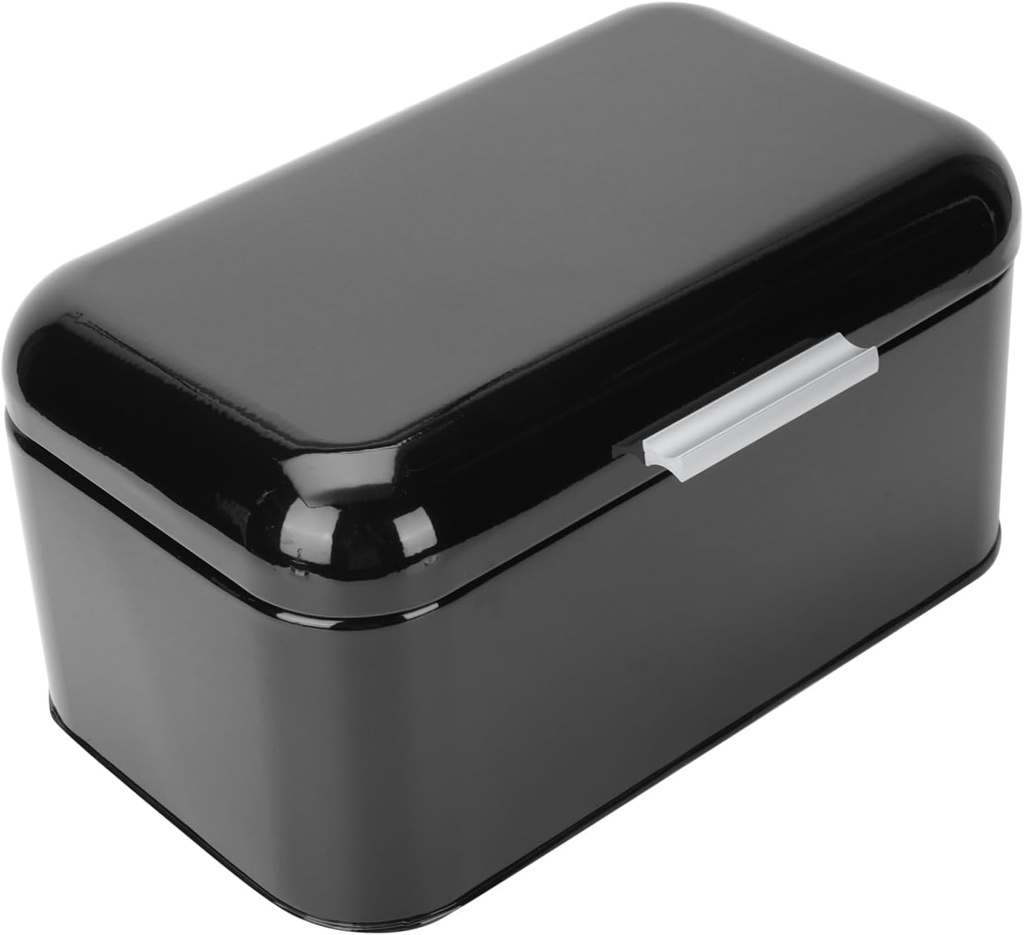 VALICLUD Metal Bread Box Black Capacity Kitchen Counter Storage Container Vintage Style Portable Iron Bread Organizer for Home Bakery Use