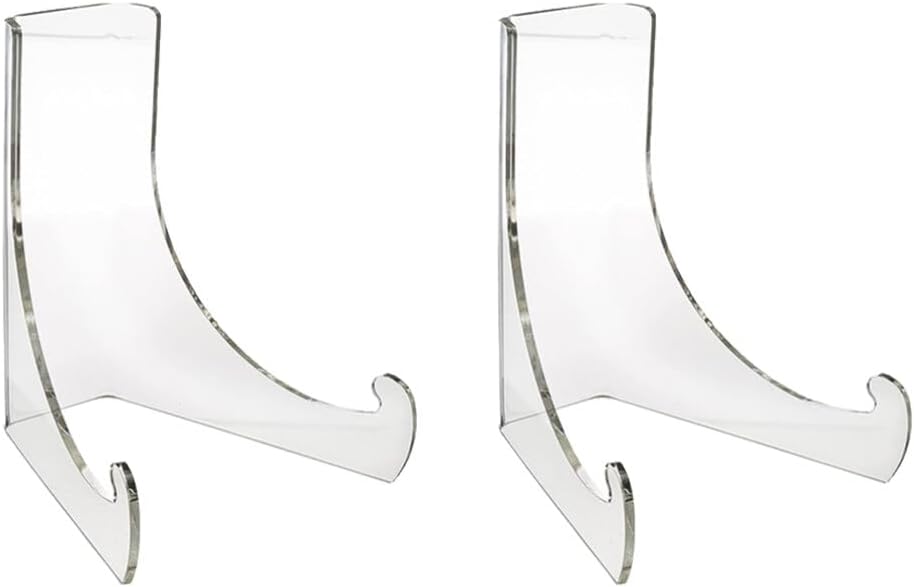 Luxshiny 2pcs Acrylic Display Rack for Plates Transparent Stand for for Cake and Tea Plate Storage Sturdy and Elegant Design