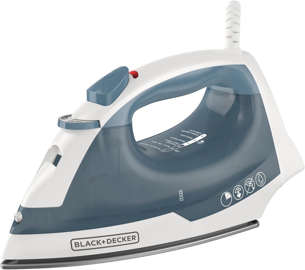 BLACK+DECKER Easy Steam Compact Iron for Clothes, Automatic Shutoff, Nonstick Plate, Light Weight, 1200 Watts