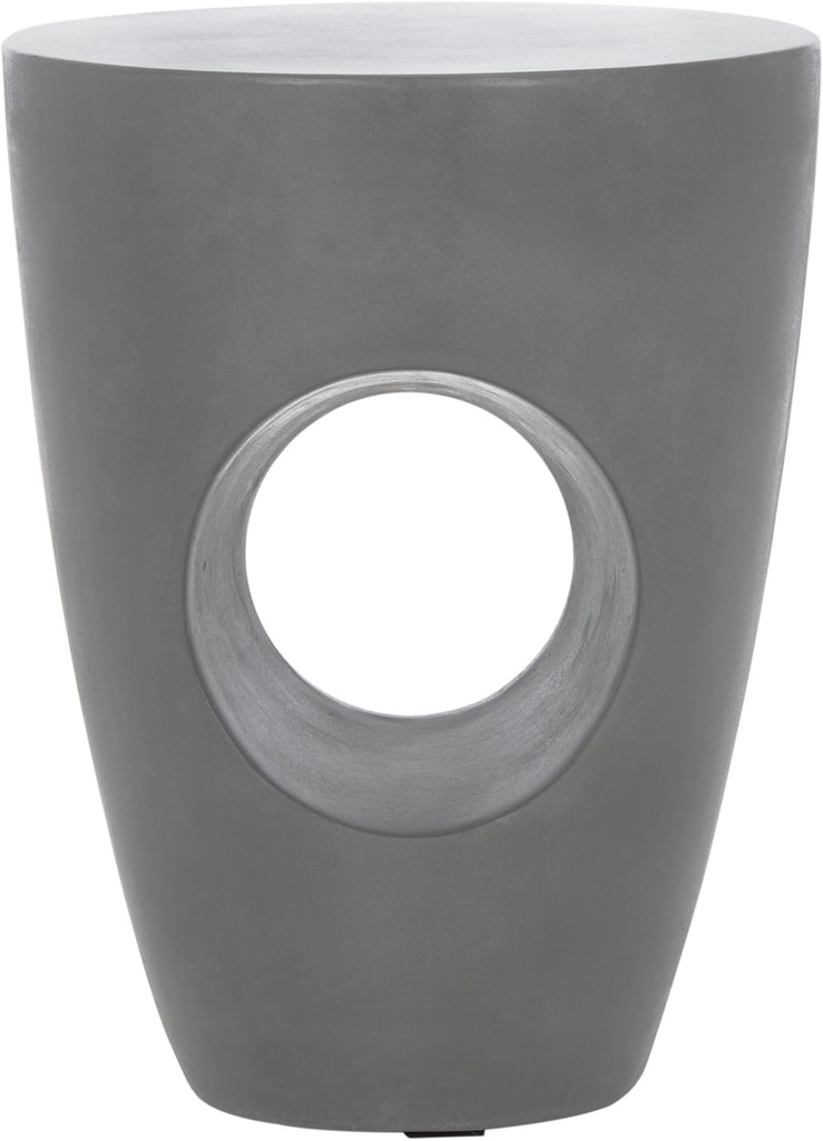 Safavieh Outdoor Collection Aishi Modern Concrete Dark Grey Round 17.7-inch Accent Table