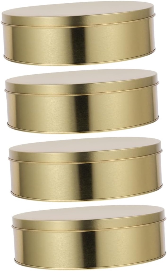 Cabilock 4 Pack Round Iron Cookie Jars Empty Tins for Biscuits Halloween Christmas Travel