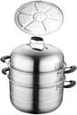 Multi-functional Stainless Steel Steaming Pot Food Steamer for Vegetables Dumplings Fish Induction Gas Stove Compatible Includes Steaming Plates Space-saving Design