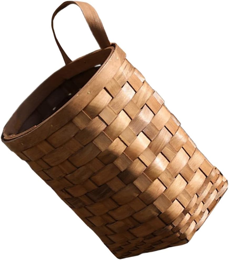 Luxshiny Woven Wall Hanging Basket for Kitchen Storage Vintage Woven Flower and Vegetable Basket for Home Decor Rustic Wall Organizer for Fruits Cans and Seasonings