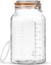 Folinstall Super Wide Mouth Glass Storage Jar with Airtight Lids, 1 Gallon Large Mason Jars with 2 Measurement Marks, Large Capacity for Pickle Jar, Overnight Oats