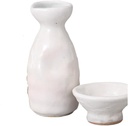 Ale-net Sake Set Tokuri Ochoko Set 2.2 x Height 4.9 inches (5.6 x 12.5 cm), Approx. 5.1 fl oz (155 cc), Yukishino No. 1 Tokuri & Guinomi (2 Pieces) Set, Pottery, Mino Ware