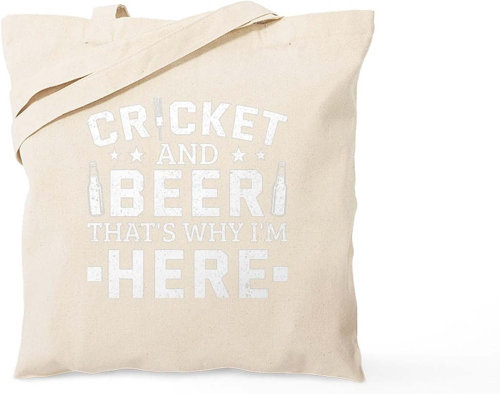 CafePress Cricket &Amp; Beer That's Why Reusable Natural Beige Canvas Shopping Bag