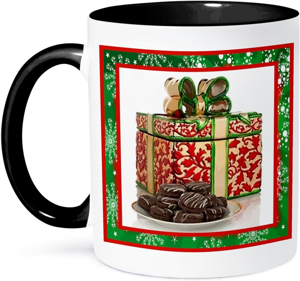 3dRose Red Christmas Cookie Jar 11oz Two-Tone Black Mug