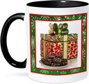 3dRose Red Christmas Cookie Jar 11oz Two-Tone Black Mug