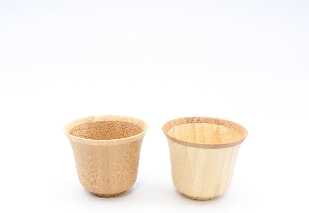 RIVERET, Ochoko SUZU set, dishwahser-safe bamboo sake cup made in japan