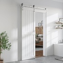 SmartStandard 26 x 84 inch White Sliding MDF Barn Door with 5FT Brushed Nickel Sliding Door Hardware Kit & Handle, Pre-Drilled Ready to Assemble, Waterproof PVC Coating, H-Frame