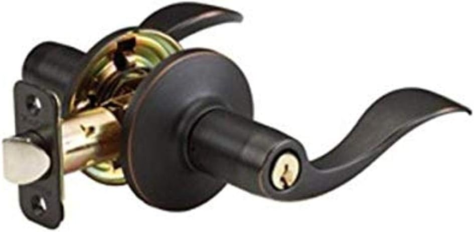 Master Lock WL0112P Wave Lever Door Knob with Lock, Aged Bronze