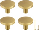 Yiking Solid Brass Brushed Gold Cabinet Knobs - Modern Round Gold Drawer Pulls Kitchen Cabinet Handles Gold Hardware for Dressers Cupboards Kitchen Bathroom Bedroom Furniture 4pcs 1-1/8in