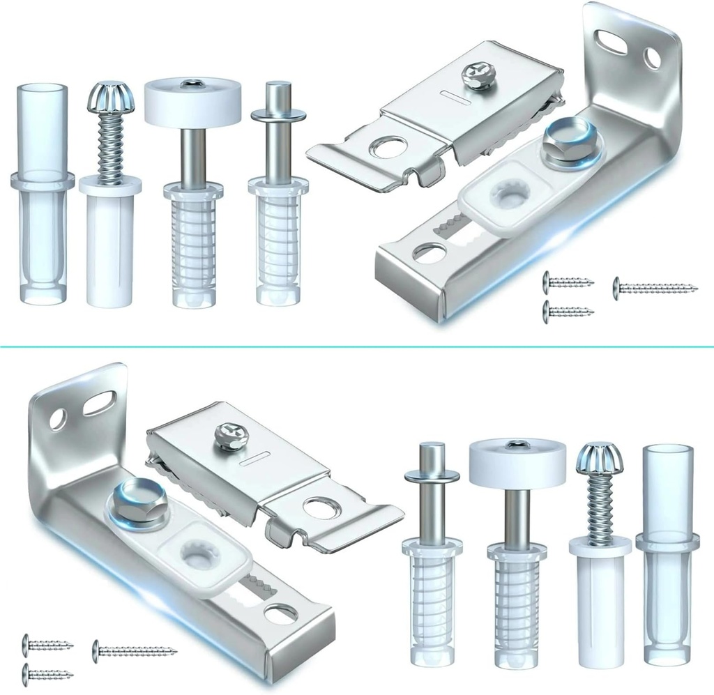 Bifold Door Hardware Repair Kit - Ideal Replacement Parts for Bi - fold & Sliding Closet Doors, Includes Top & Bottom Brackets, Pivots & Guides Wheel for Folding Pocket & Accordion Doors (1 Pack)