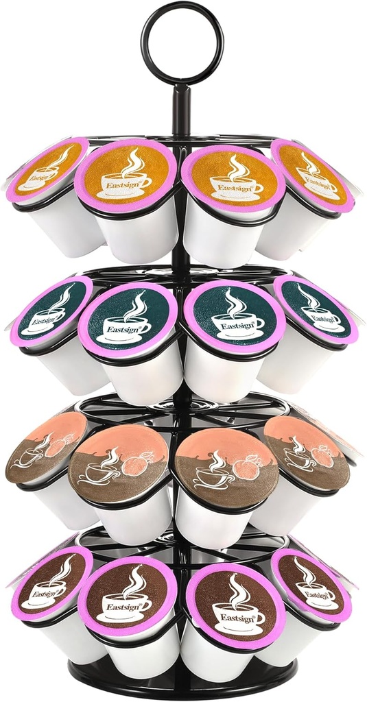4-Tier K-Cup Holder Compatible with 36 K-Cups, Coffee Pod Carousel, Coffee Pod Storage Stand Detachable Organizer for Countertop, Spins 360-Degrees