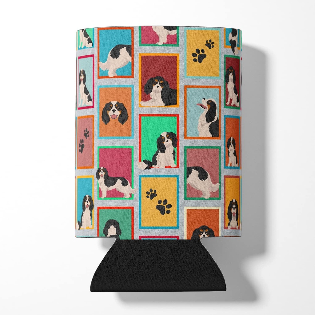 Caroline's Treasures MLM1152CC Lots of Tricolor Cavalier Spaniel Can or Bottle Hugger Cooler Washable Drink Sleeve Collapsible Beverage Insulated Holder, Can Hugger, Multicolor