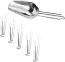 1 Set Stainless Steel Ice Scoop with Tongs Ice Cube Shovel Food Tongs for Kitchen Bbq Party Use Easy to Clean Comfortable Grip Craftsmanship