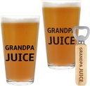 Grandpa Gifts for Fathers Day, Grandpa Birthday Gifts, Funny Grandfather Present Ideas Beer Drinking Glass with Wooden Opener