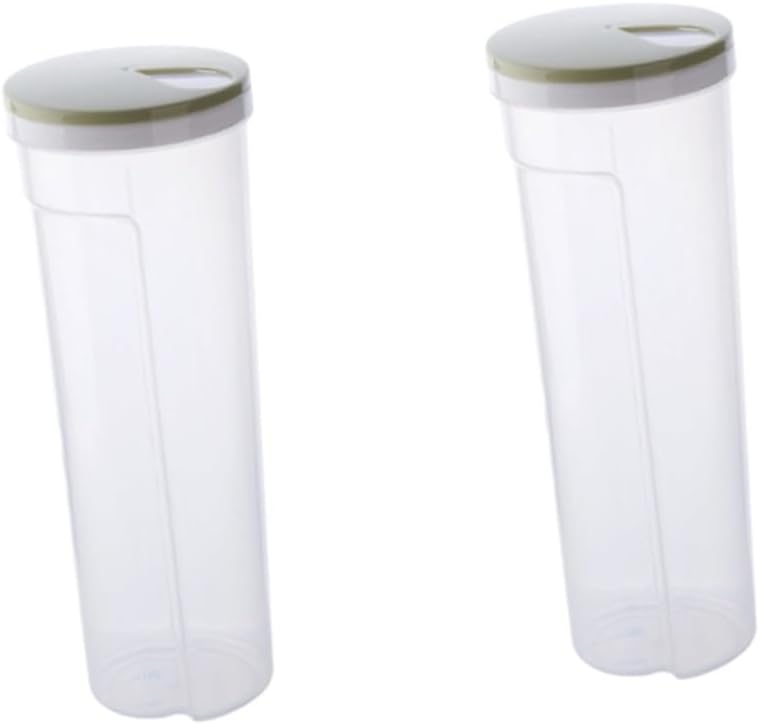 2pcs Plastic Grain Storage Canister Sealed Food Container for Snacks Oatmeal and Pasta Light Measurement Markings for Kitchen Organization