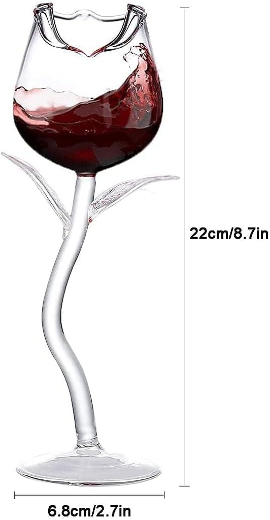 SELETED Creative Rose Flower Goblet Glasses for Party Kitchen Bar Celebration, Lead-free Crystal Cocktail Wine Juice Goblet 12.2oz(2 cups) Red Wine Glasses Gifts Durable Glassware(Rose) (2)