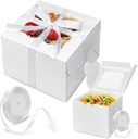 KEEPARTY 25PCS 6x6x5 Inches White Bakery Boxes with Window Bulk Cardboard Pastry Boxes for Cookies Macaroons Pies Gifts and Birthday Party Elegant White Design Pastry Boxes