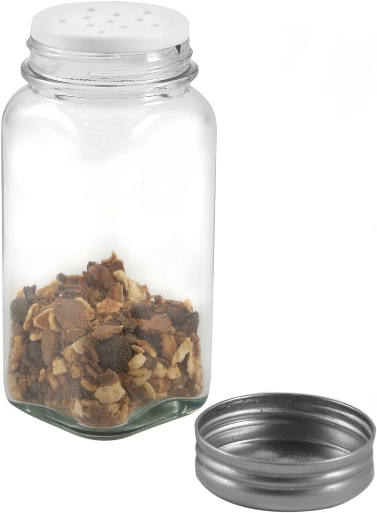RSVP International Individual Clear Glass Spice Jar, Kitchen Organization & Storage Solution for Herbs and Spices, 3-Ounce