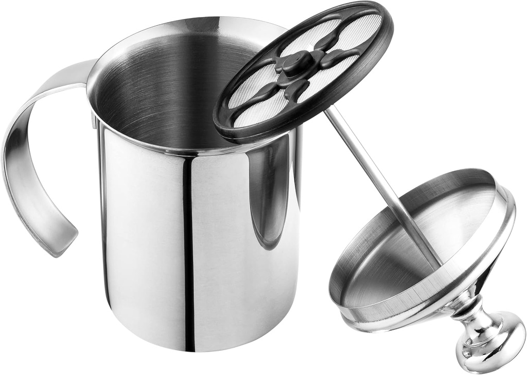 Bellemain Milk Frother Handheld, Thick, Creamy Milk Foam Maker, Warm & Cold Milk Foamer | Stainless Steel Hand Held Frother for Coffee, Latte, Cappuccino, Frappe, Matcha, Hot Chocolate, 14 oz.