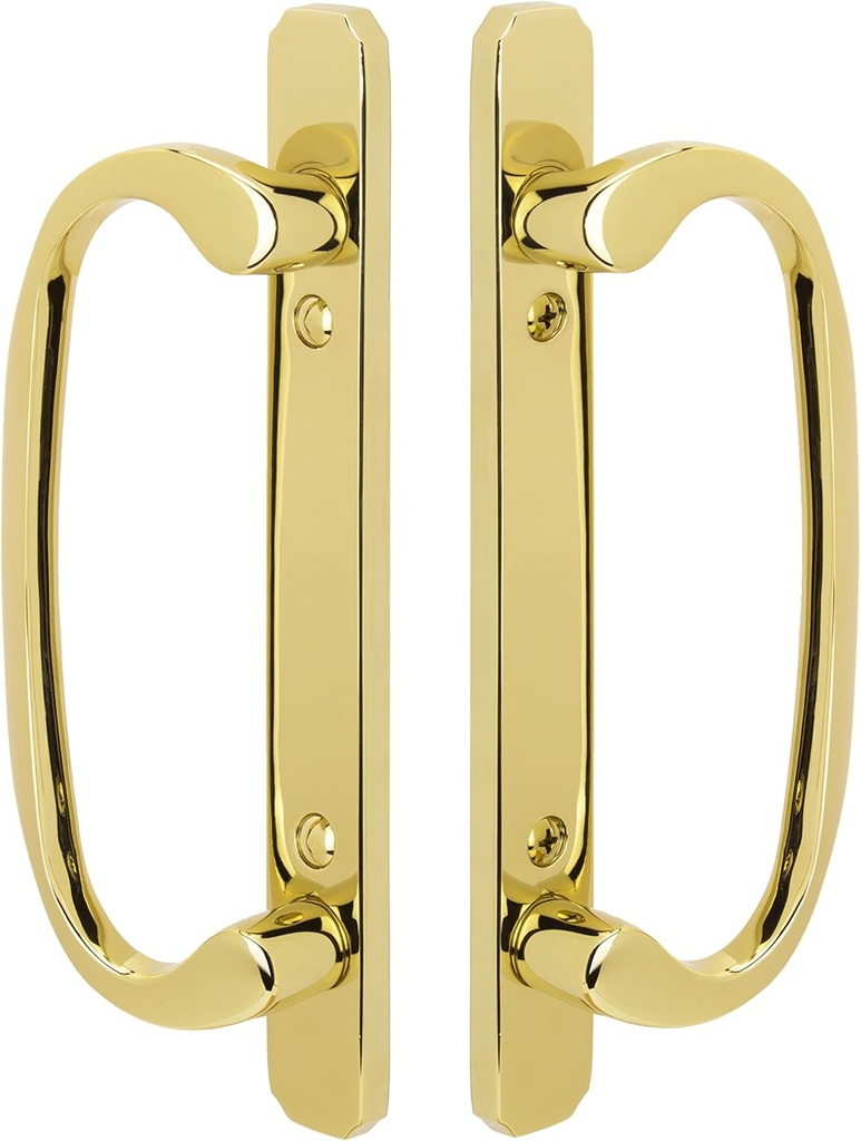 Embassy Solid Brass Full Dummy Handle Set for Sliding Glass and Patio Doors in Lifetime Polished Brass (PVD), 1-3/4" Door Thickness