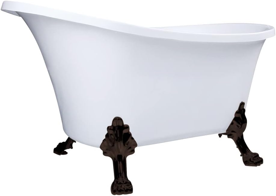 Kingston Brass VTND512824WAC5 Aqua Eden 51-Inch Acrylic Clawfoot-Tub, No-Faucet Drillings, White/Oil Rubbed Bronze