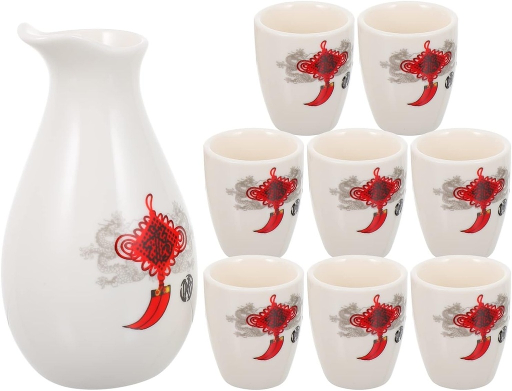 1 Set Wine Set Saki Drinking Bottle Novelty Wine Glasses Japanese Hot Sake Japanese Sake Small Sake Cups Japan Ceramic Wine Pitcher Ceramic Sake Pot Decanter Drinks Ceramics