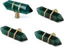 JEREVER 4 Pack Hexagonal Crystal Knobs Wire Wrapped Glass Brass Drawer Pull Cabinet Handle Gold Furniture Hardware for Dresser Kitchen (Green)