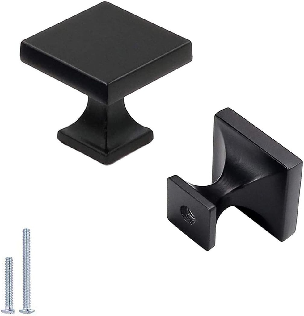 Peaha 15 Pack Black Cabinet Knobs - PH6785BK Square Drawer Knob Hardware Pulls for Kitchen Dresser Bathroom